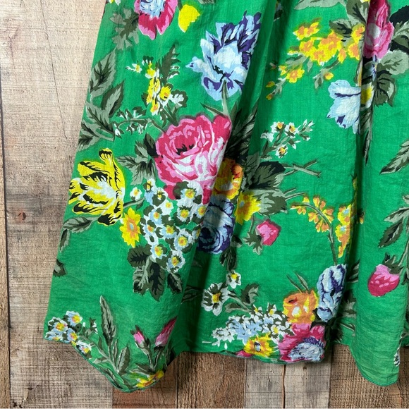 Green Floral Boho Medium Maxi Dress Cottagecore Festival Cotton Sundress Spring - Picture 2 of 9